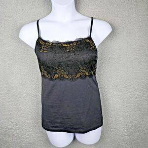 Modern Movement Tank Cami Camisole Blouse Womens XL Black Gold Whimsigoth Sexy